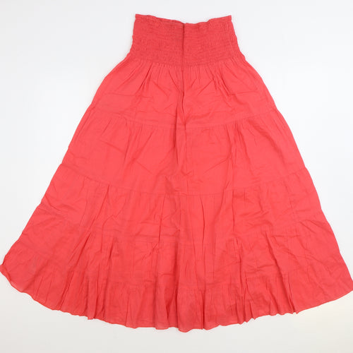 BHS Womens Pink Cotton Peasant Skirt Size 8 - Shirred