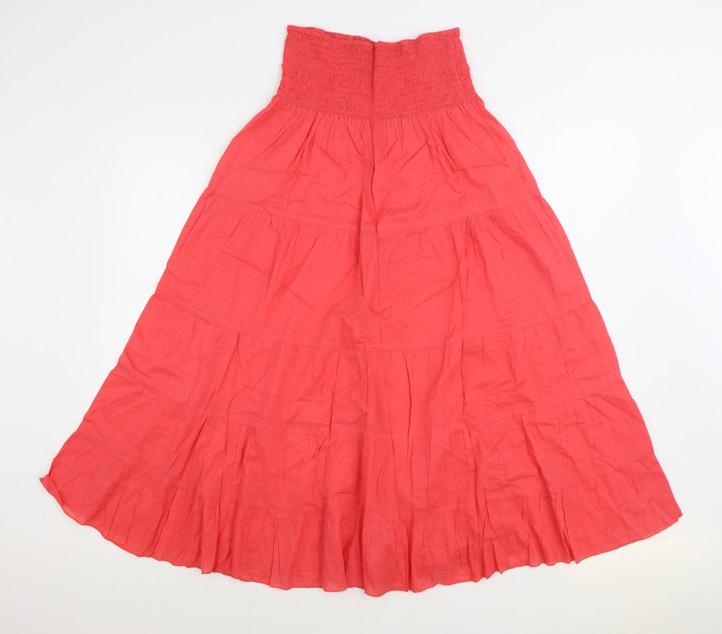 BHS Womens Pink Cotton Peasant Skirt Size 8 - Shirred
