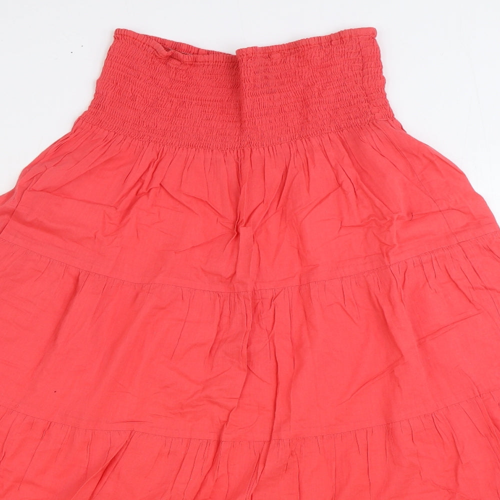 BHS Womens Pink Cotton Peasant Skirt Size 8 - Shirred