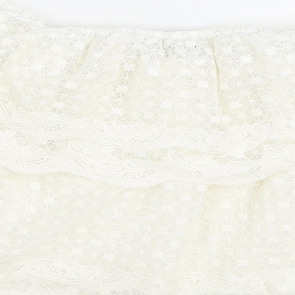 New Look Womens White Polyester Basic Blouse Size 12 Off the Shoulder