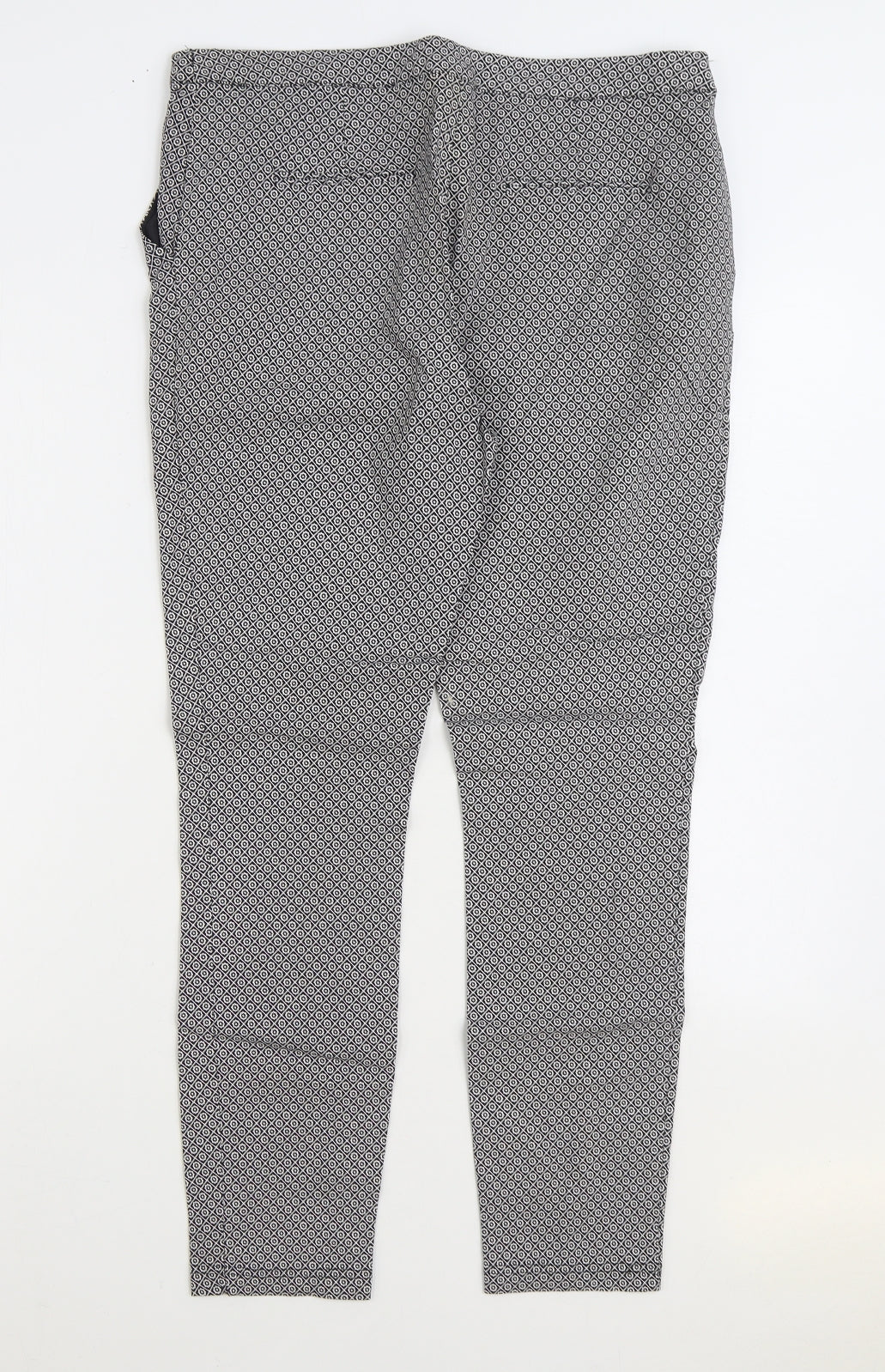 George Womens Black Geometric Viscose Trousers Size 14 L27 in Regular Zip