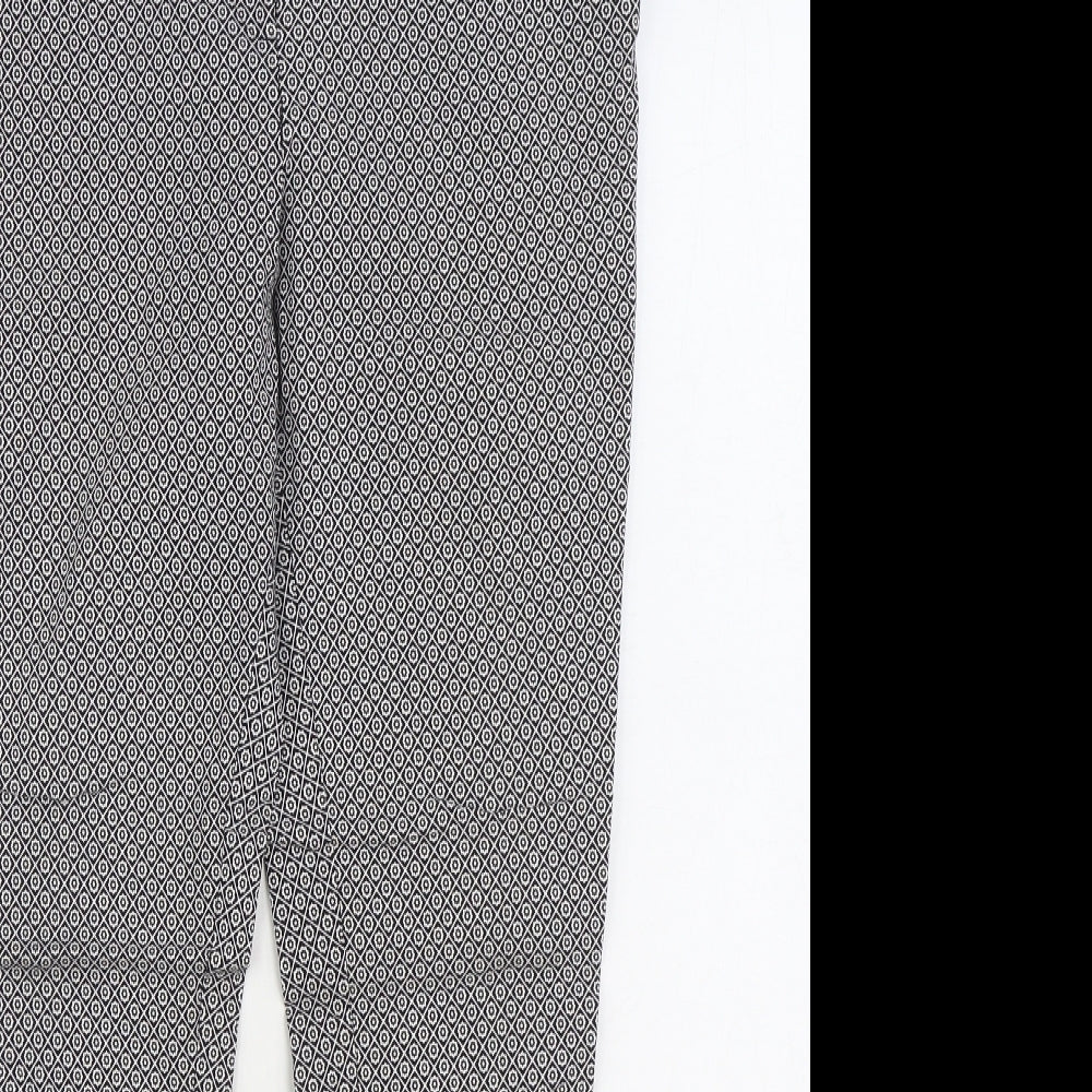 George Womens Black Geometric Viscose Trousers Size 14 L27 in Regular Zip
