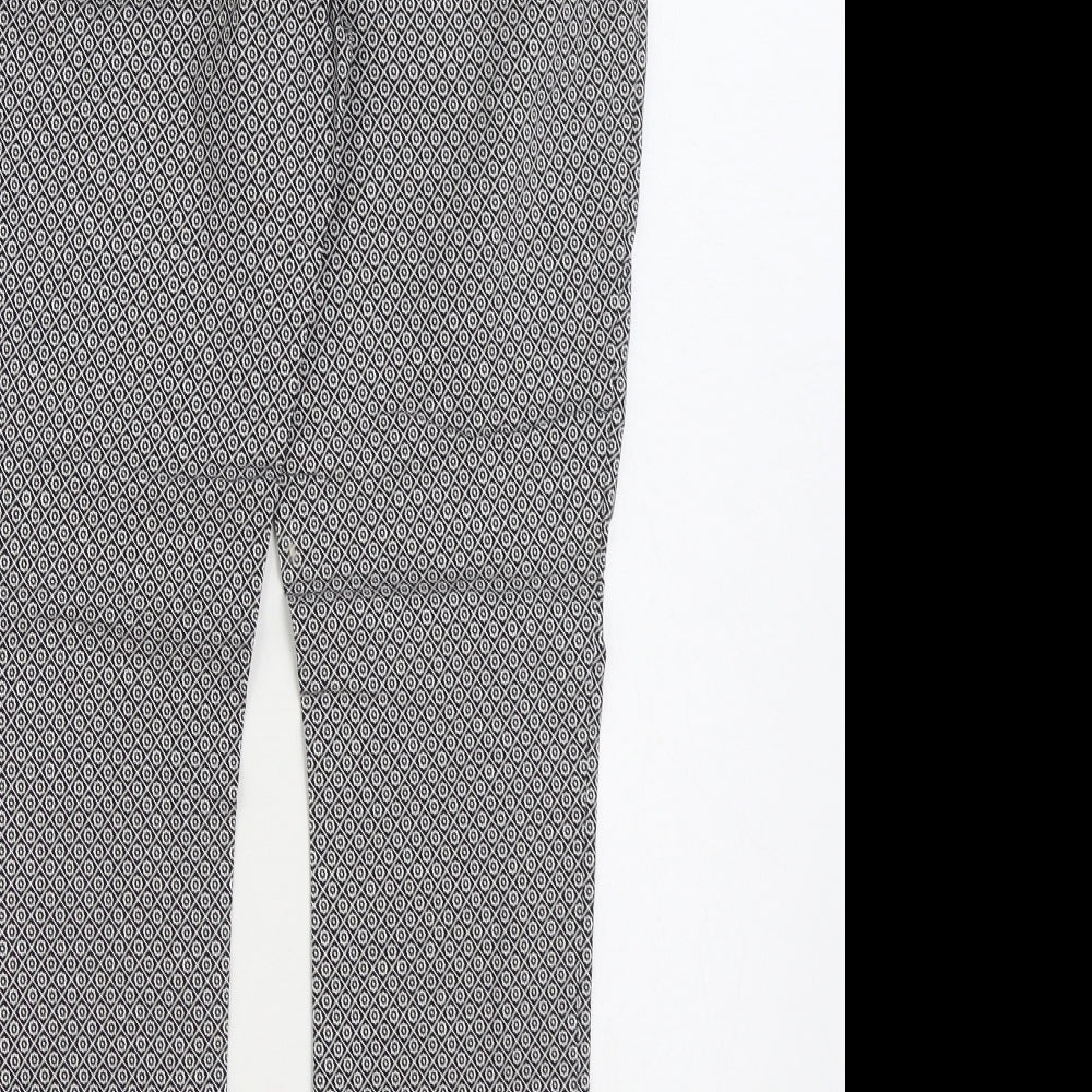 George Womens Black Geometric Viscose Trousers Size 14 L27 in Regular Zip