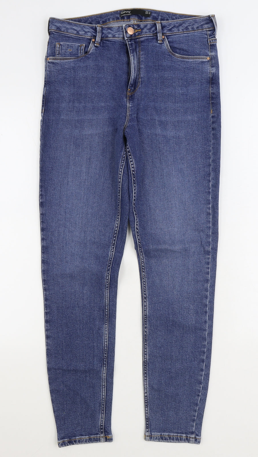 Dunnes Stores Womens Blue Cotton Skinny Jeans Size 12 L29 in Regular Zip