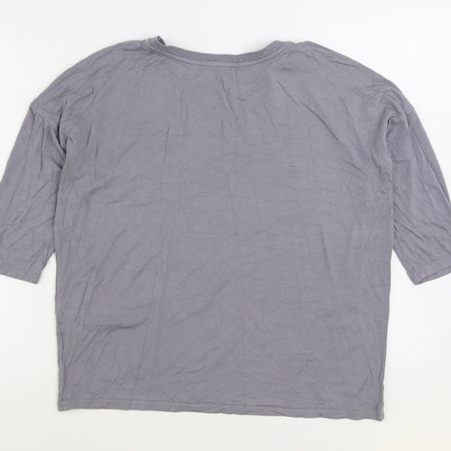 Bonmarché Womens Grey Geometric Polyester Basic Blouse Size 14 Round Neck