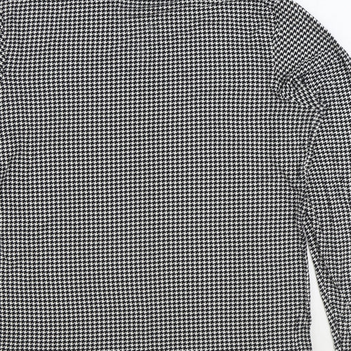 Dorothy Perkins Womens Black Geometric Viscose Basic T-Shirt Size 14 Roll Neck - Houndstooth