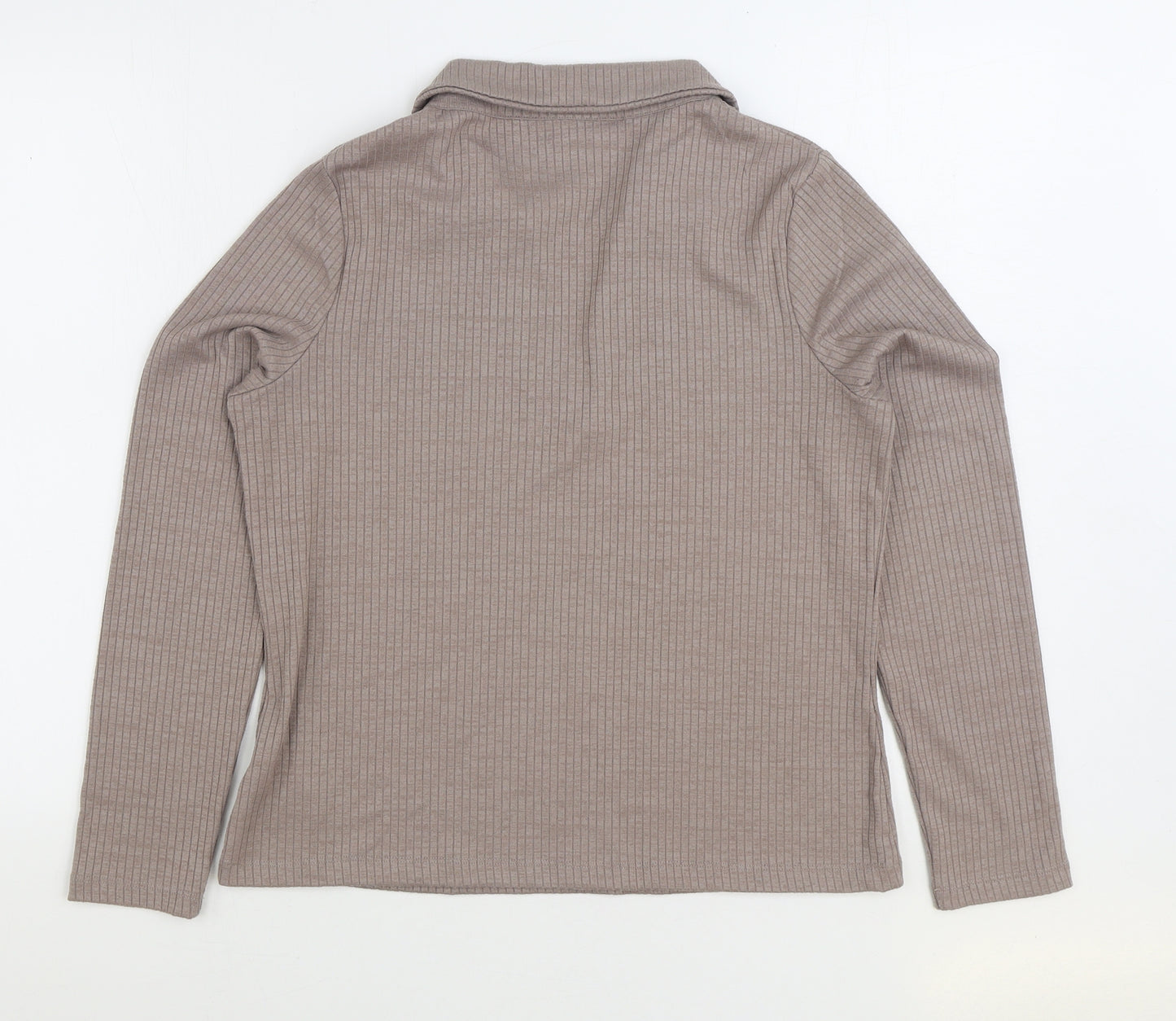 F&F Womens Beige V-Neck Polyester Pullover Jumper Size 14