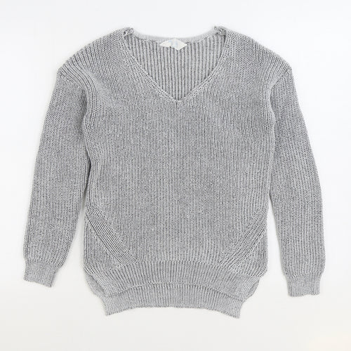 Primark Womens Grey V-Neck Polyester Pullover Jumper Size 6