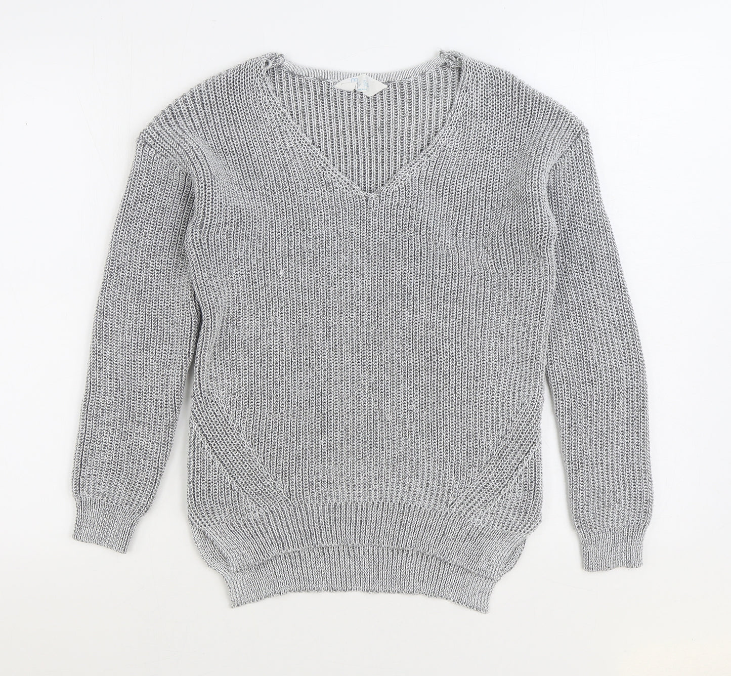 Primark Womens Grey V-Neck Polyester Pullover Jumper Size 6