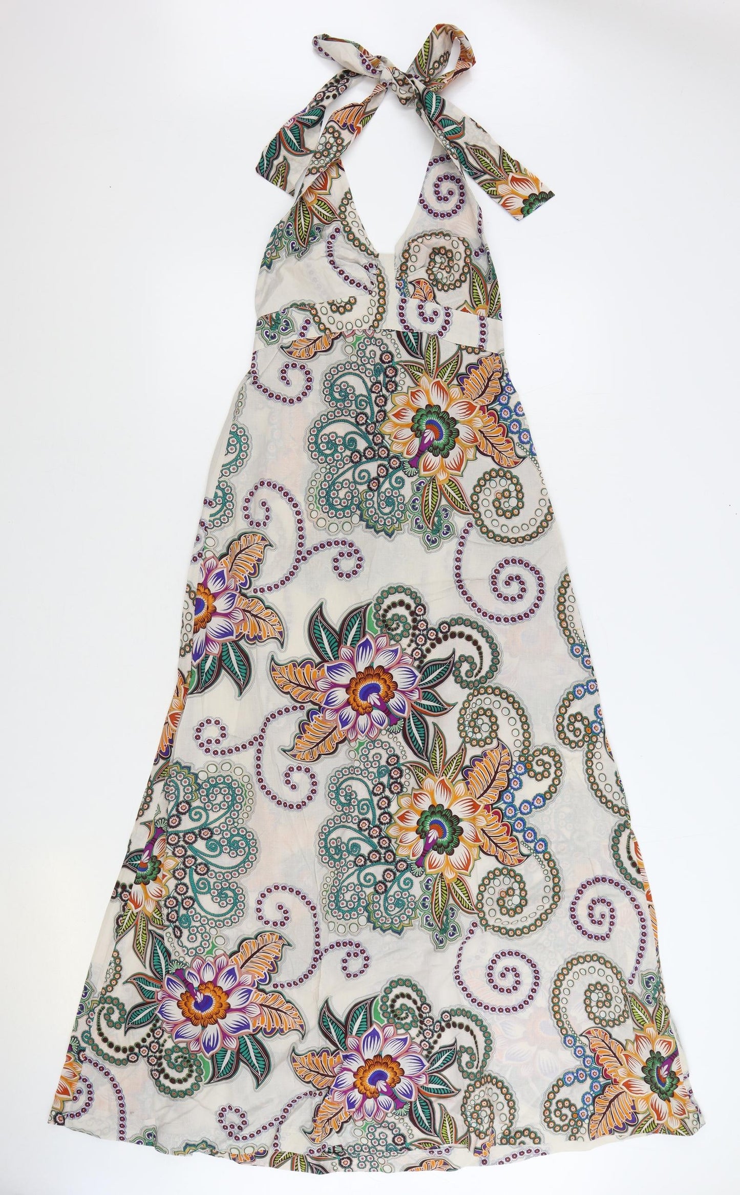 Warehouse Womens Multicoloured Floral 100% Cotton Maxi Size 10 Halter Pullover - Shirred