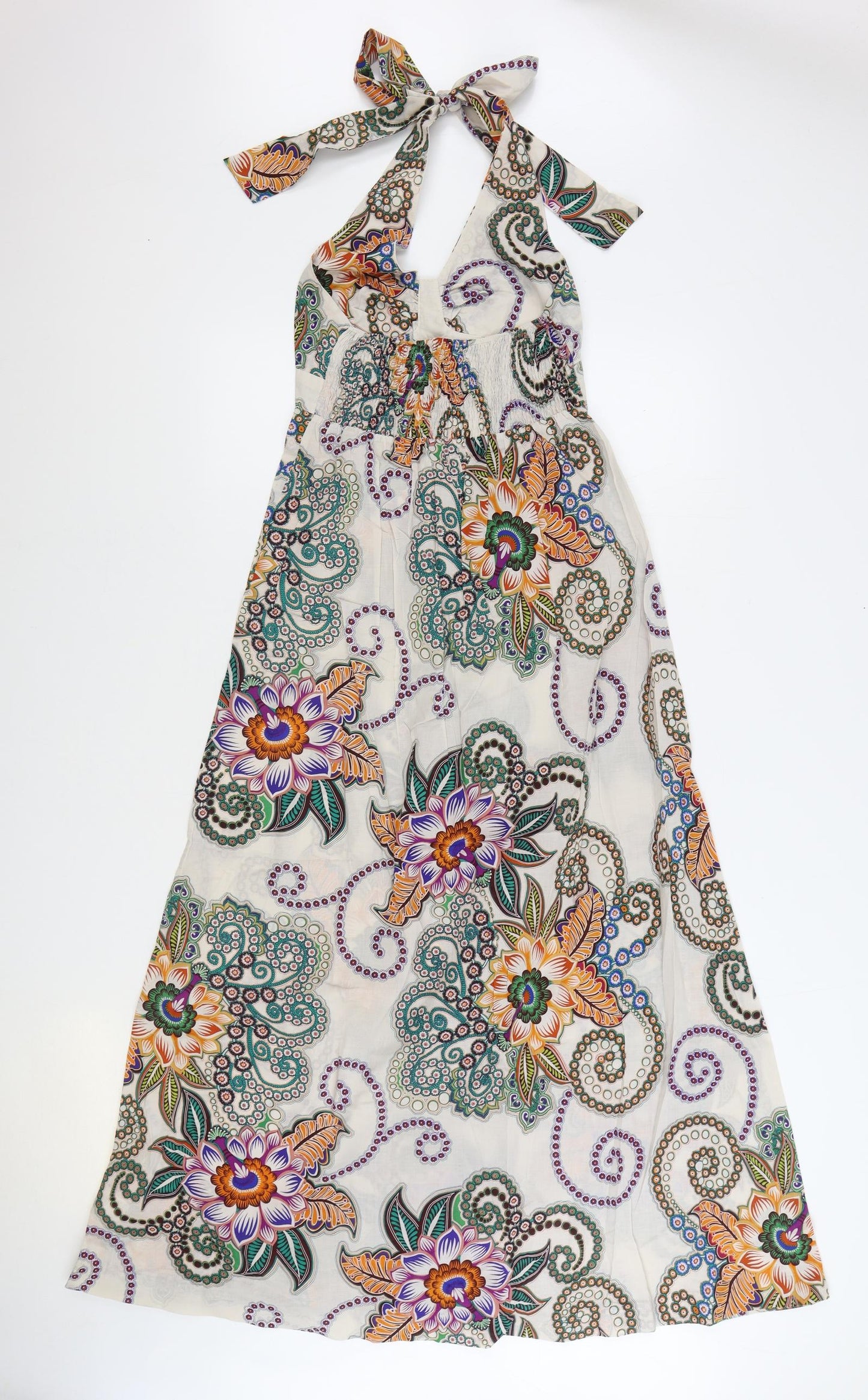 Warehouse Womens Multicoloured Floral 100% Cotton Maxi Size 10 Halter Pullover - Shirred