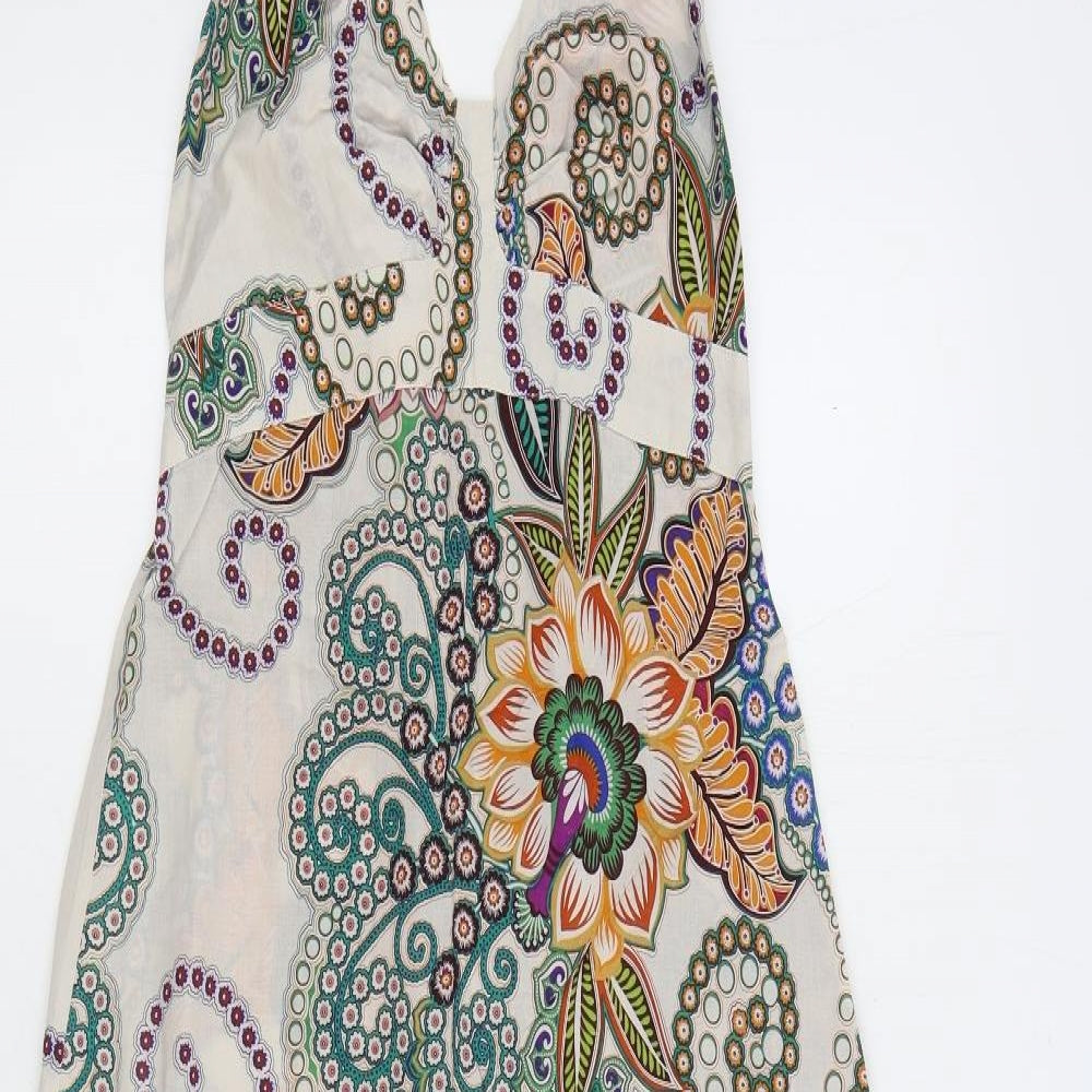 Warehouse Womens Multicoloured Floral 100% Cotton Maxi Size 10 Halter Pullover - Shirred