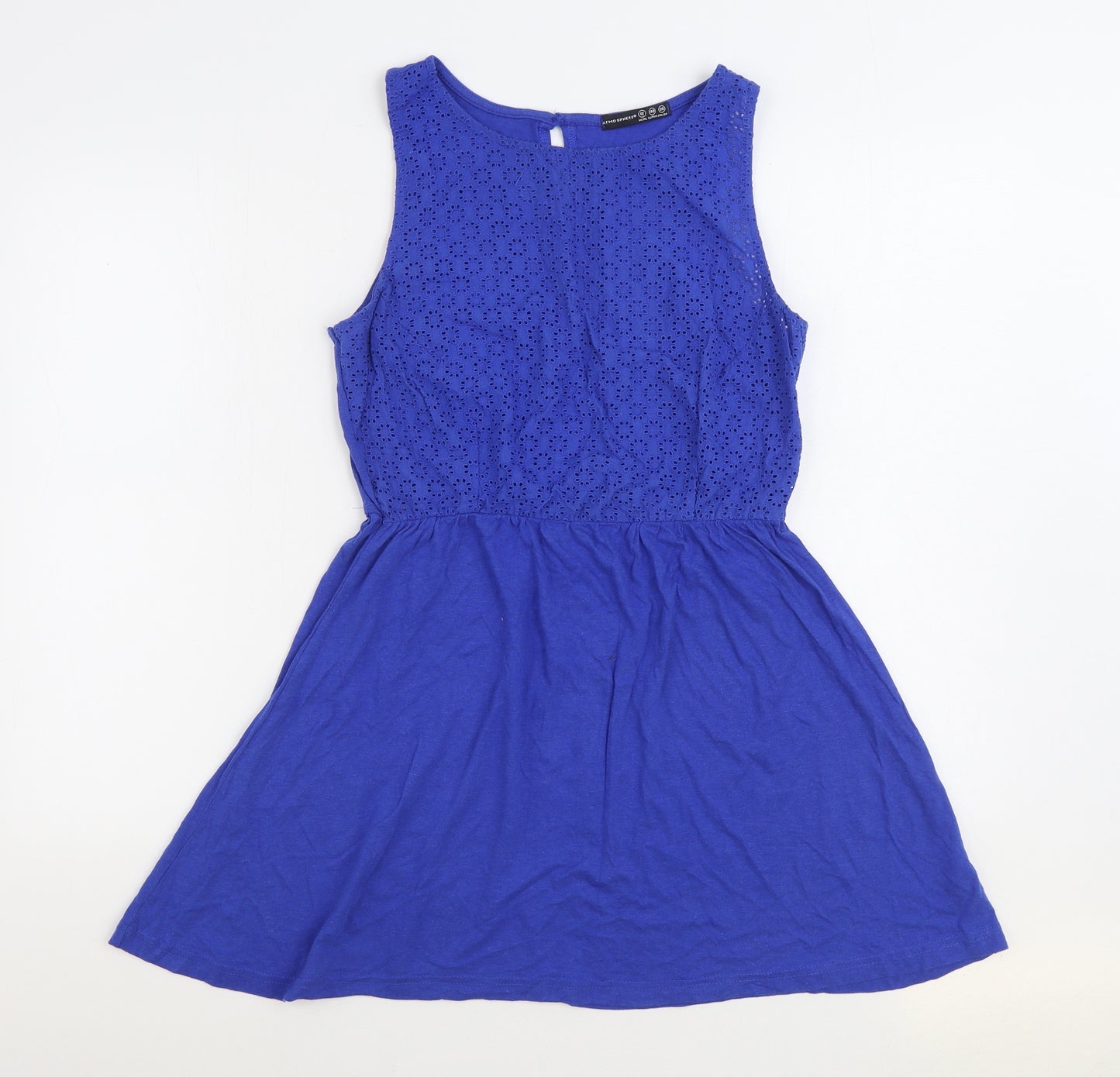 Atmosphere Womens Blue Cotton Skater Dress Size 12 Boat Neck Pullover