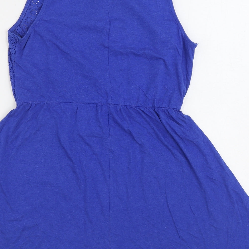 Atmosphere Womens Blue Cotton Skater Dress Size 12 Boat Neck Pullover