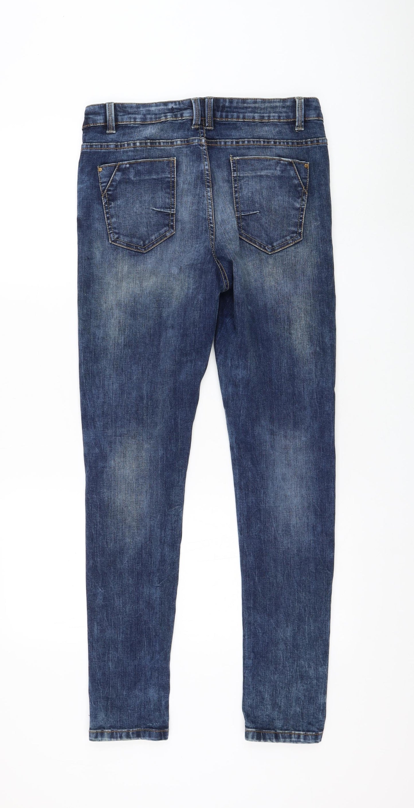 Primark Womens Blue Cotton Skinny Jeans Size 14 L30 in Regular Zip