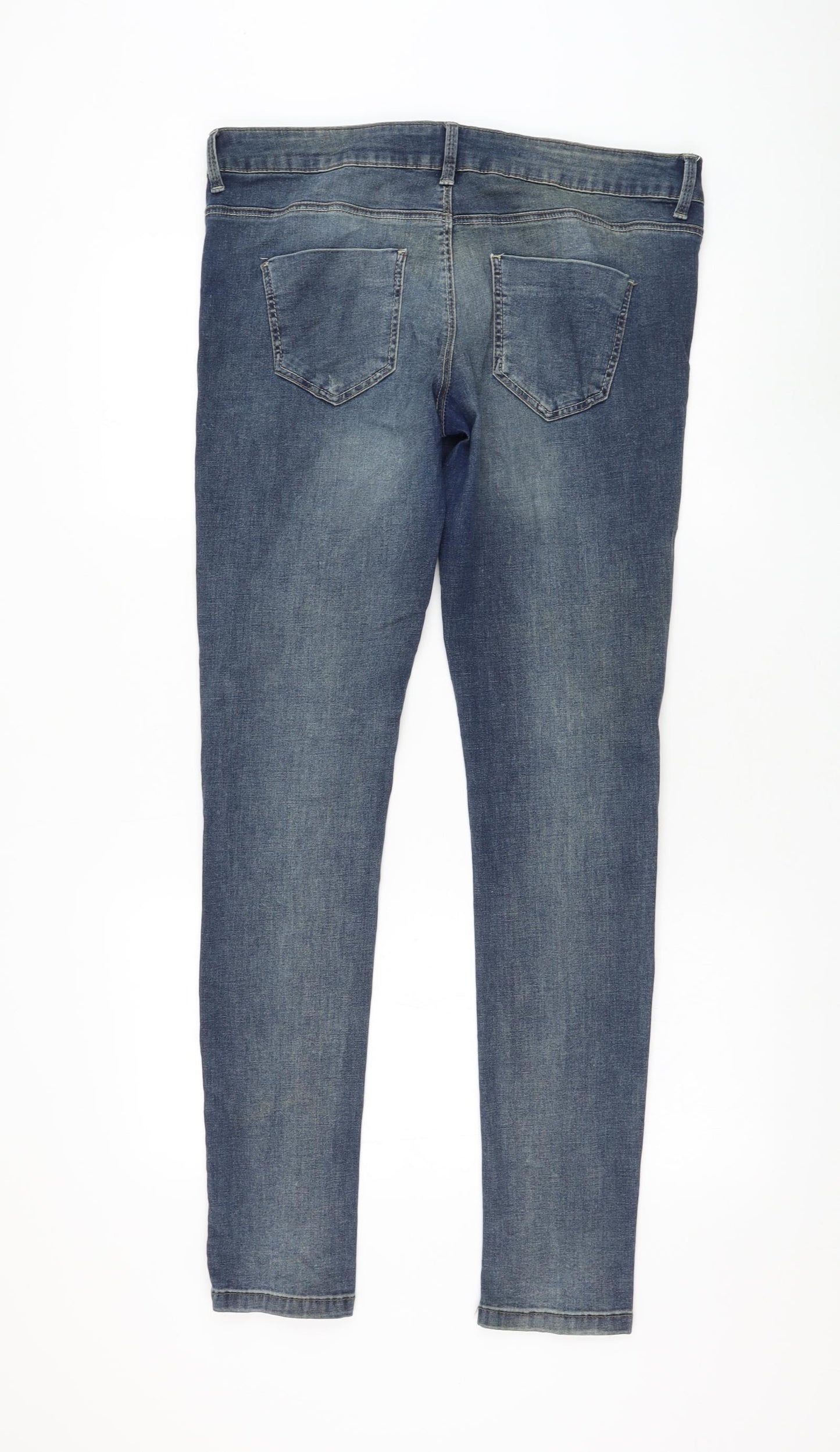 Primark Womens Black Cotton Skinny Jeans Size 14 L32 in Regular Zip
