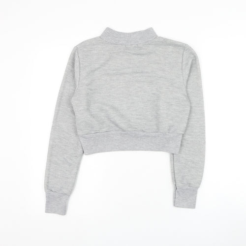 Boohoo Womens Grey Polyester Pullover Sweatshirt Size 12 Pullover - Cropped