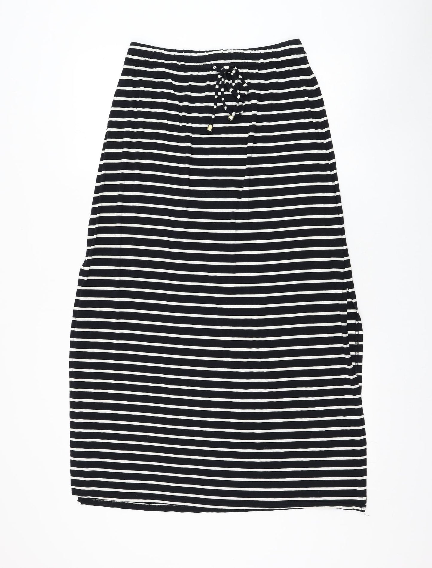 F&F Womens Blue Striped Viscose Straight & Pencil Skirt Size 16 Drawstring