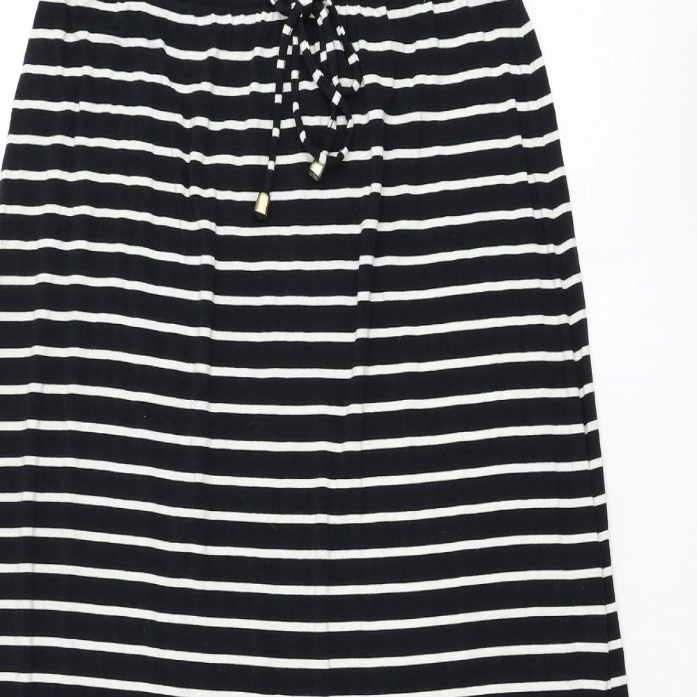 F&F Womens Blue Striped Viscose Straight & Pencil Skirt Size 16 Drawstring