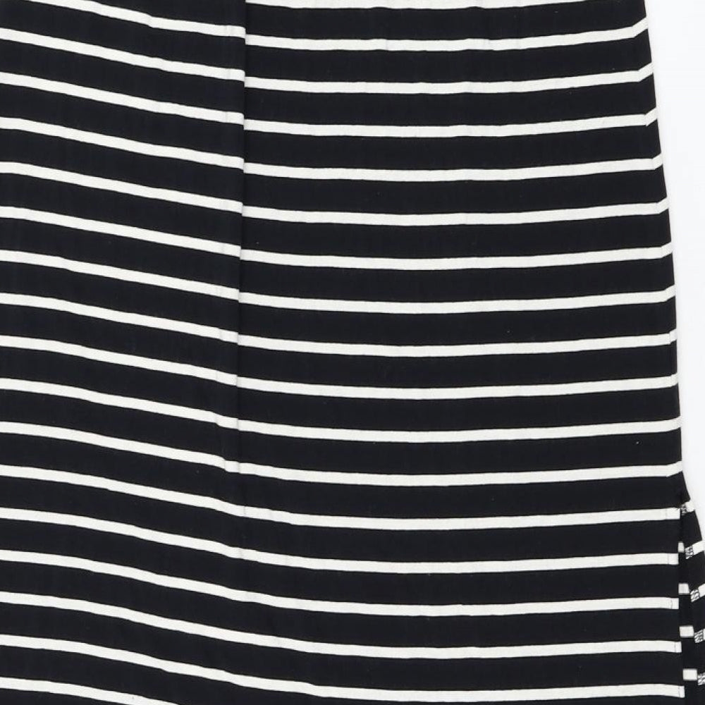 F&F Womens Blue Striped Viscose Straight & Pencil Skirt Size 16 Drawstring