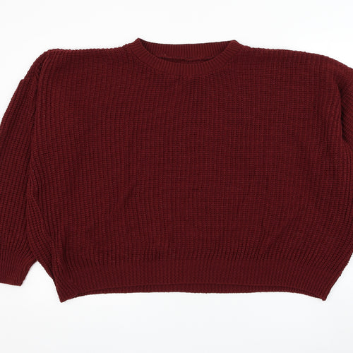 Preworn Womens Red Round Neck Acrylic Pullover Jumper Size L