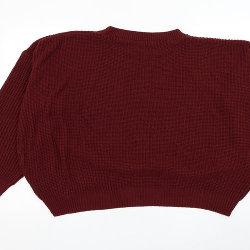 Preworn Womens Red Round Neck Acrylic Pullover Jumper Size L