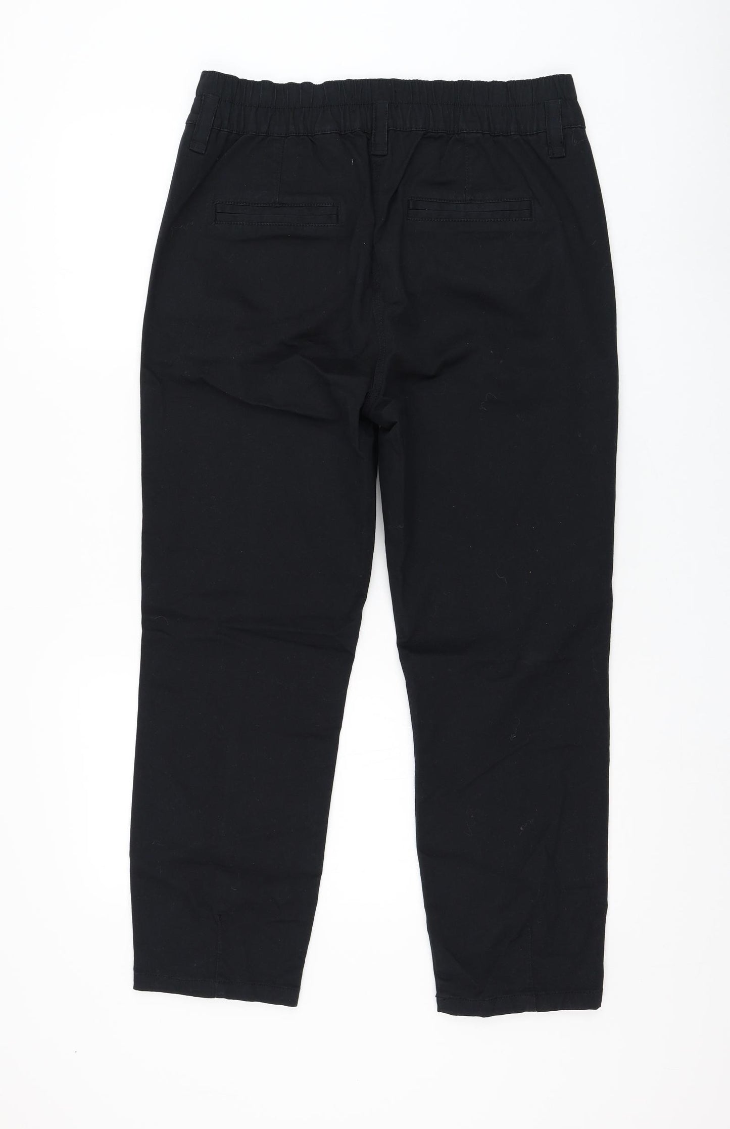 NEXT Womens Black Cotton Cargo Trousers Size 12 L26 in Regular Zip