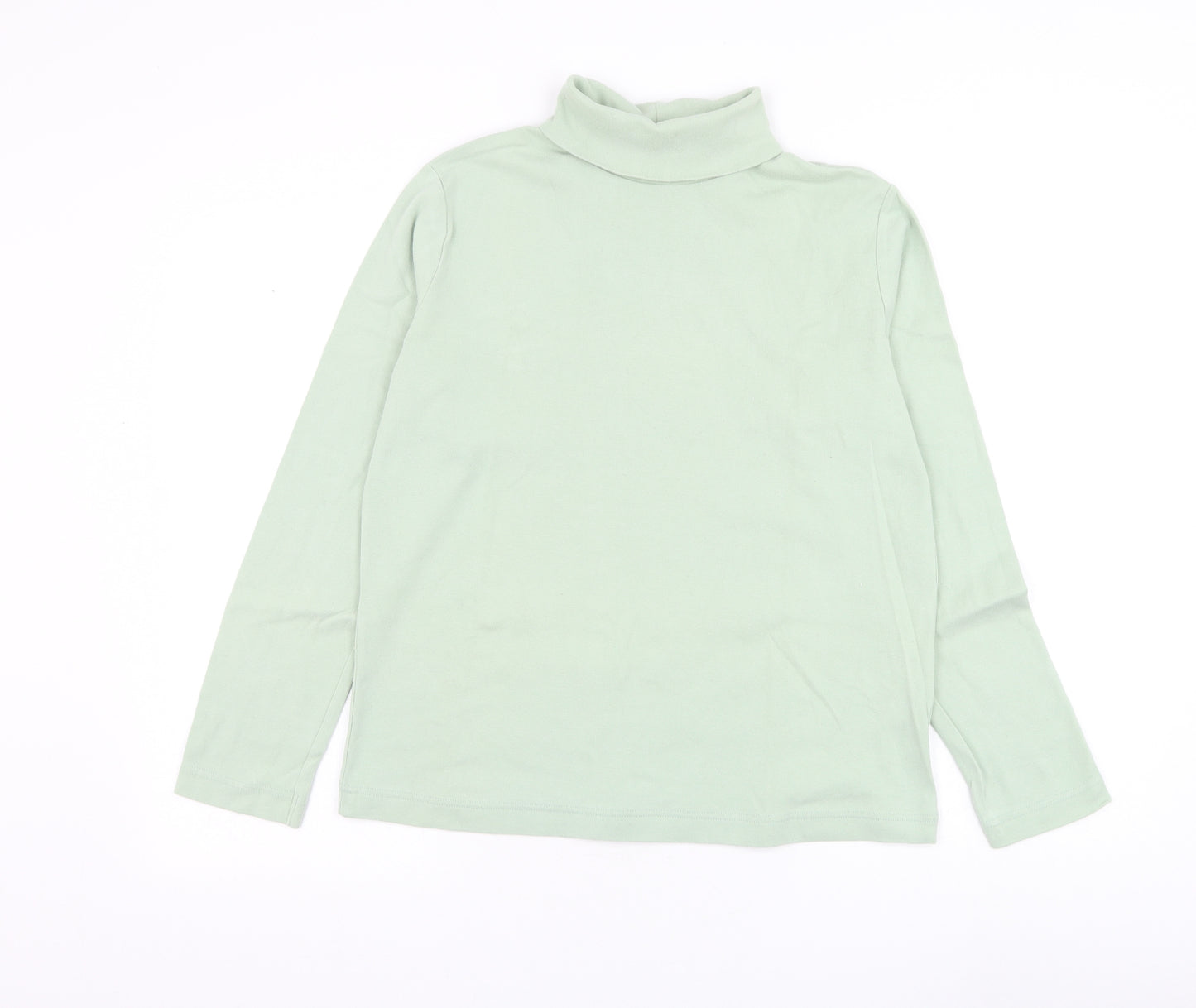 Preworn Womens Green Roll Neck Cotton Pullover Jumper Size 16