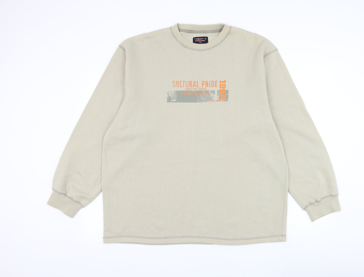 Timbuktoo Mens Beige Polyester Pullover Sweatshirt Size XL - Cultural Pride