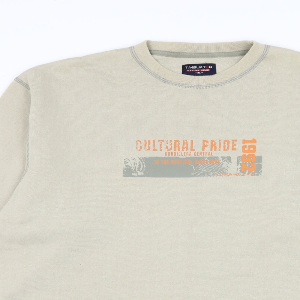 Timbuktoo Mens Beige Polyester Pullover Sweatshirt Size XL - Cultural Pride