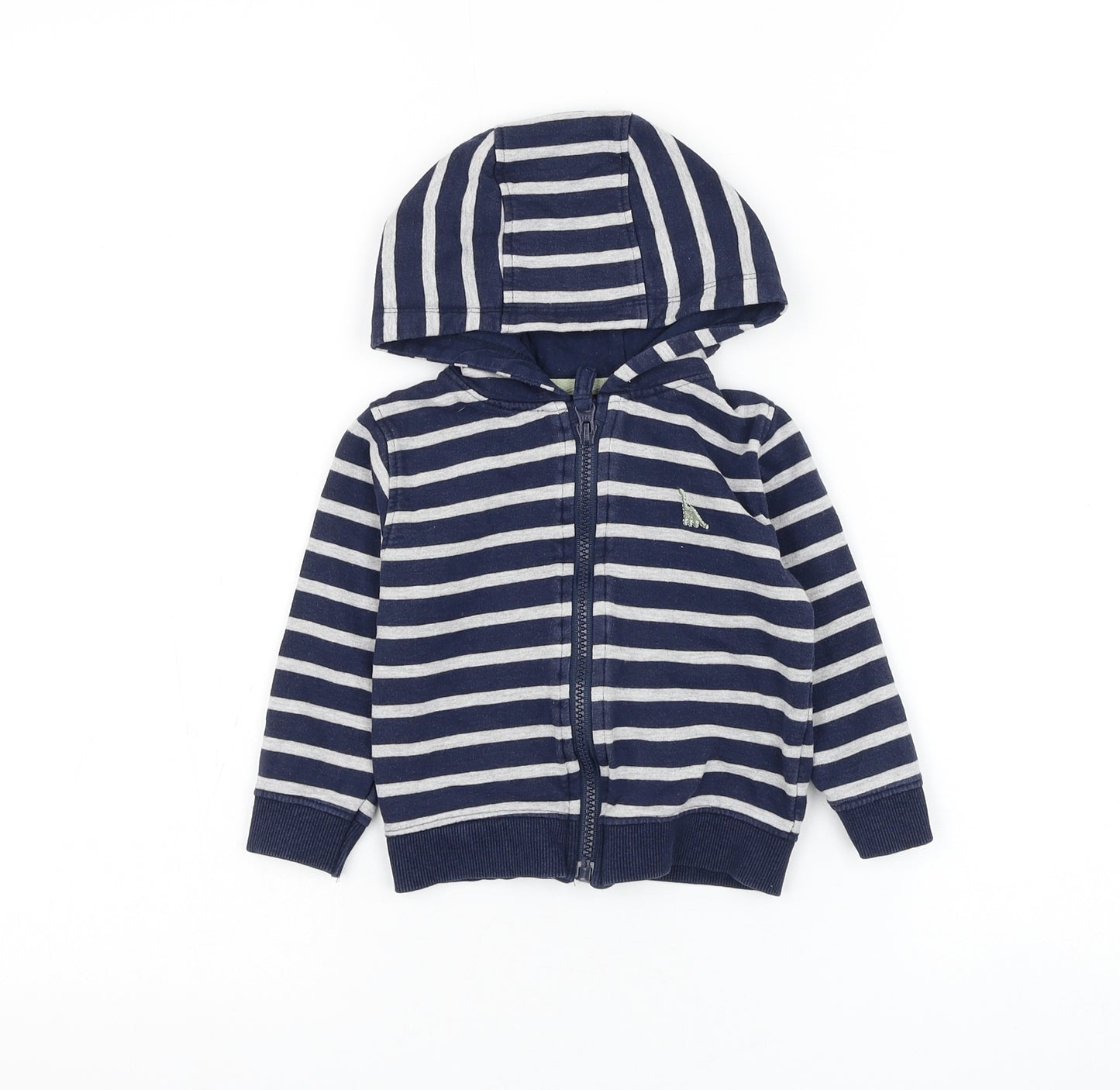 Peacocks Boys Blue Striped Cotton Full Zip Jumper Size 9-12 Months Zip - Dinosaur