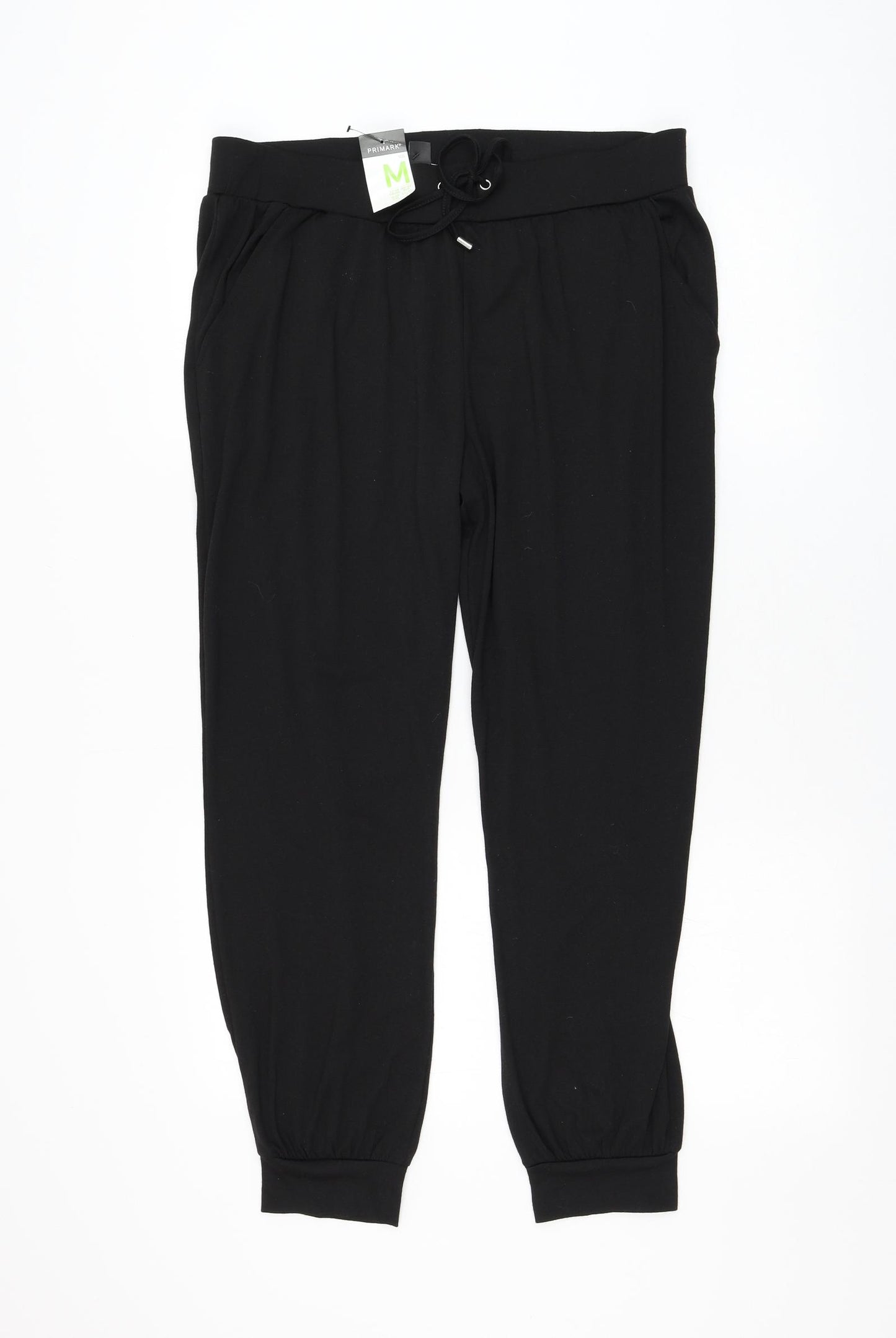 Primark Womens Black Polyester Jogger Trousers Size 12 L26 in Regular Drawstring