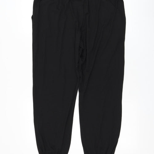 Primark Womens Black Polyester Jogger Trousers Size 12 L26 in Regular Drawstring