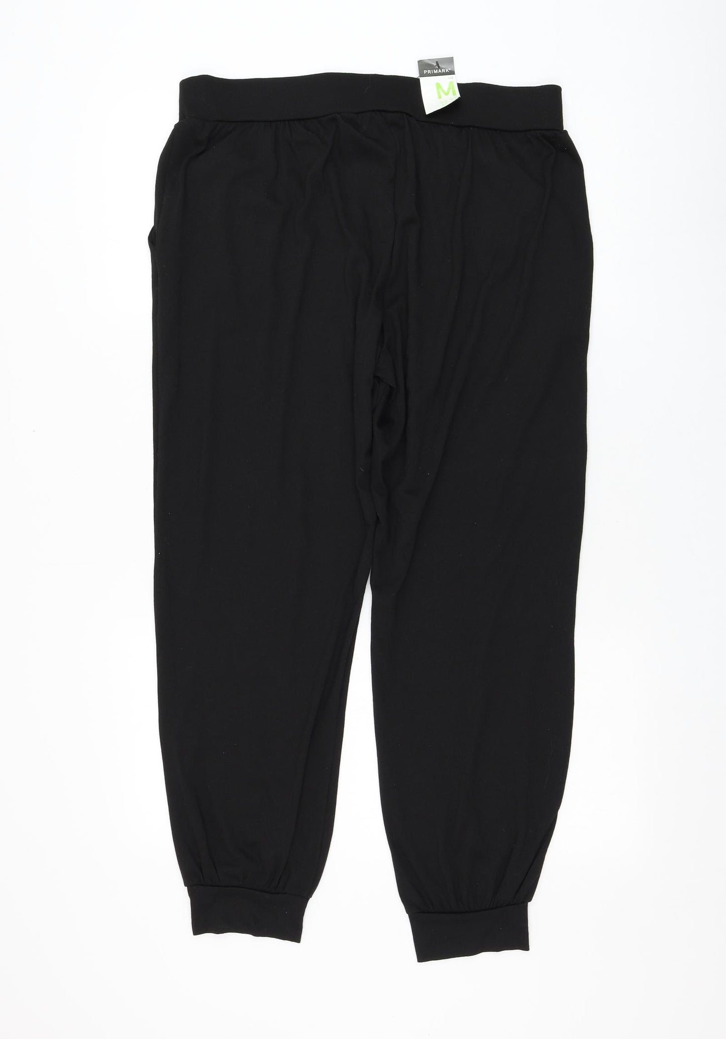 Primark Womens Black Polyester Jogger Trousers Size 12 L26 in Regular Drawstring