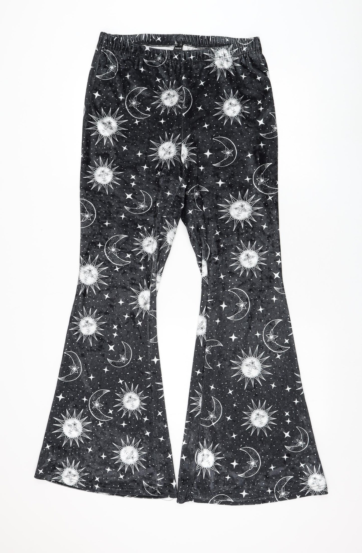 SheIn Womens Black Geometric Polyester Trousers Size L L31 in Regular - Sun & Moon
