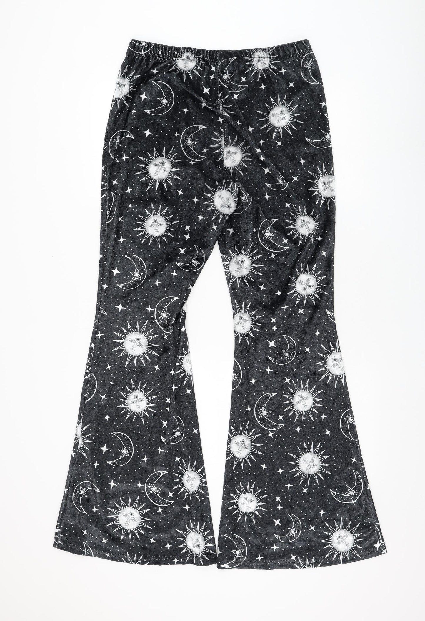 SheIn Womens Black Geometric Polyester Trousers Size L L31 in Regular - Sun & Moon