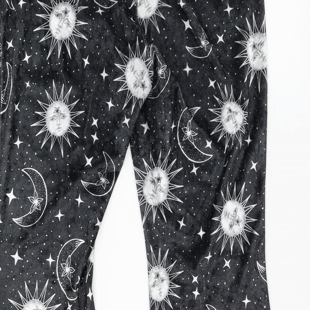 SheIn Womens Black Geometric Polyester Trousers Size L L31 in Regular - Sun & Moon