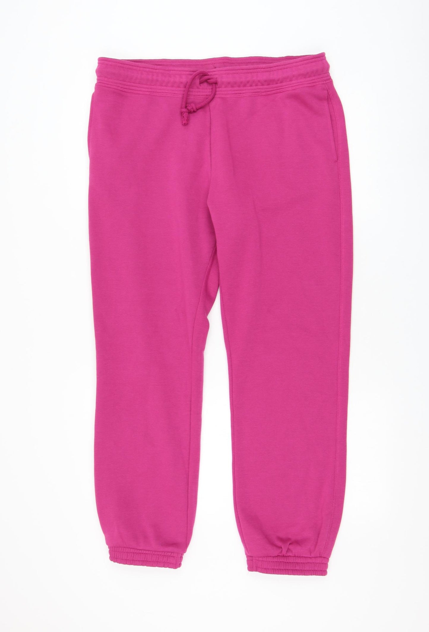 Primark Womens Pink Cotton Jogger Trousers Size 12 L28 in Regular Drawstring