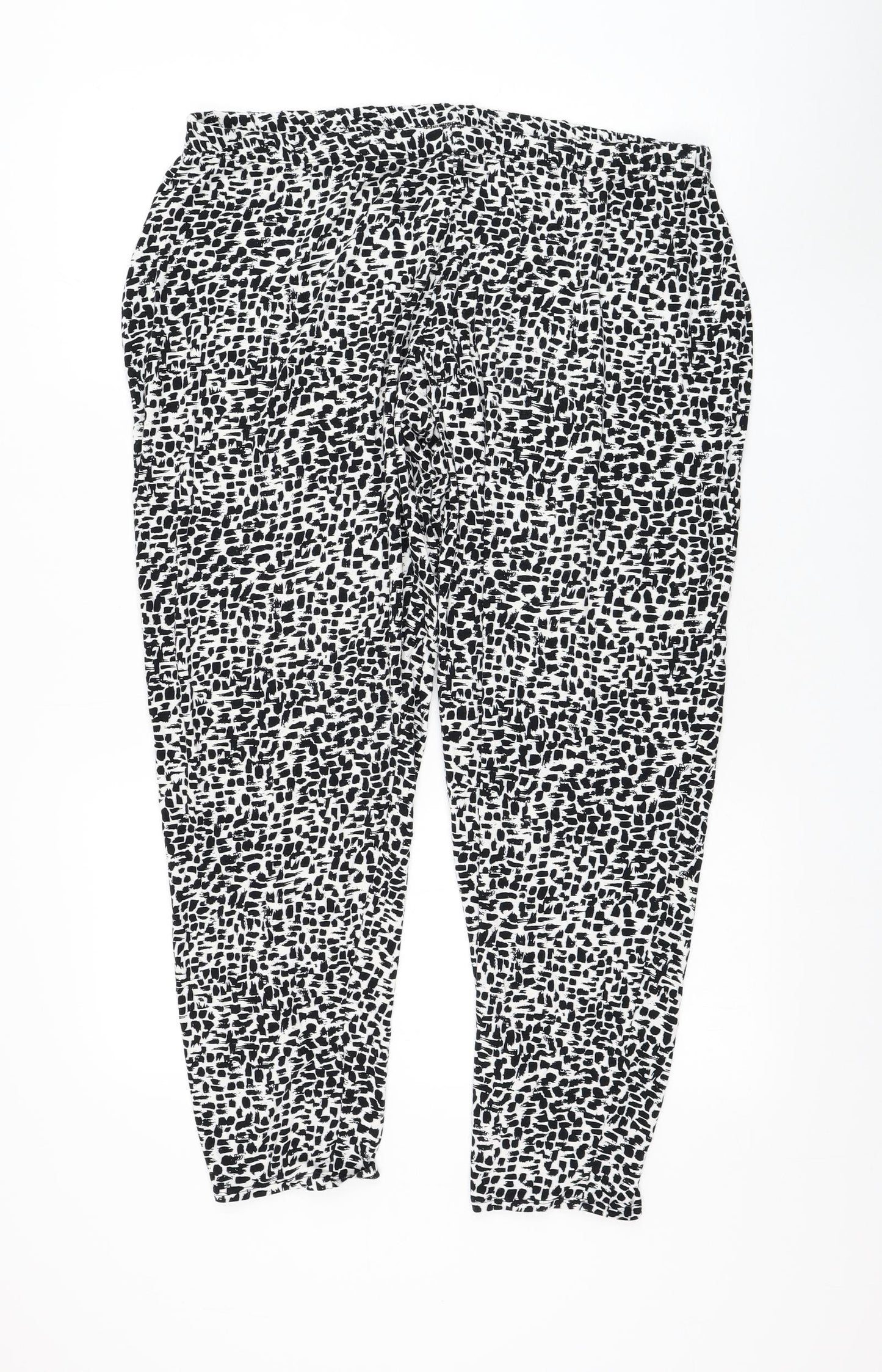 Marks and Spencer Womens White Geometric Polyester Capri Leggings Size 16 L28 in