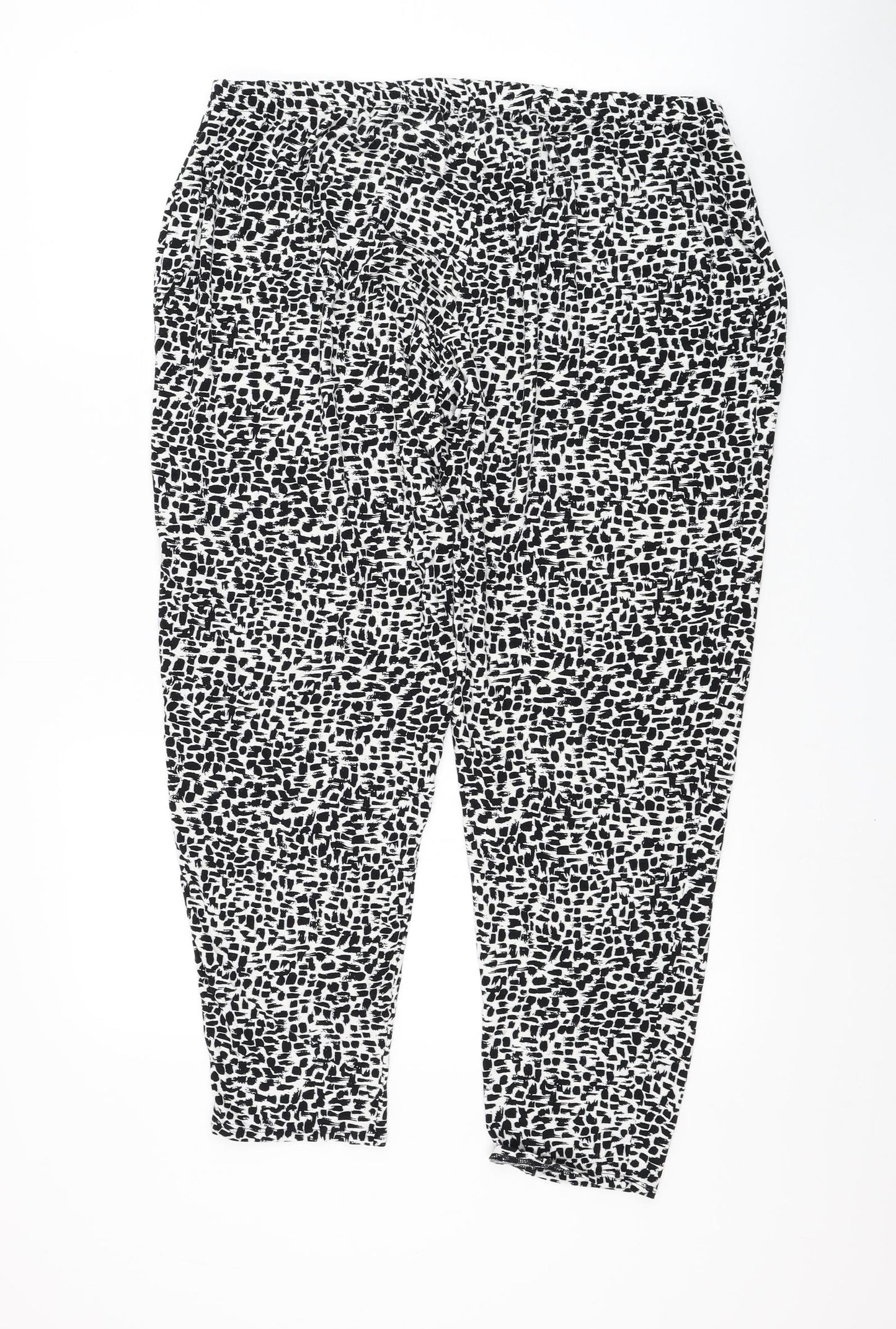 Marks and Spencer Womens White Geometric Polyester Capri Leggings Size 16 L28 in