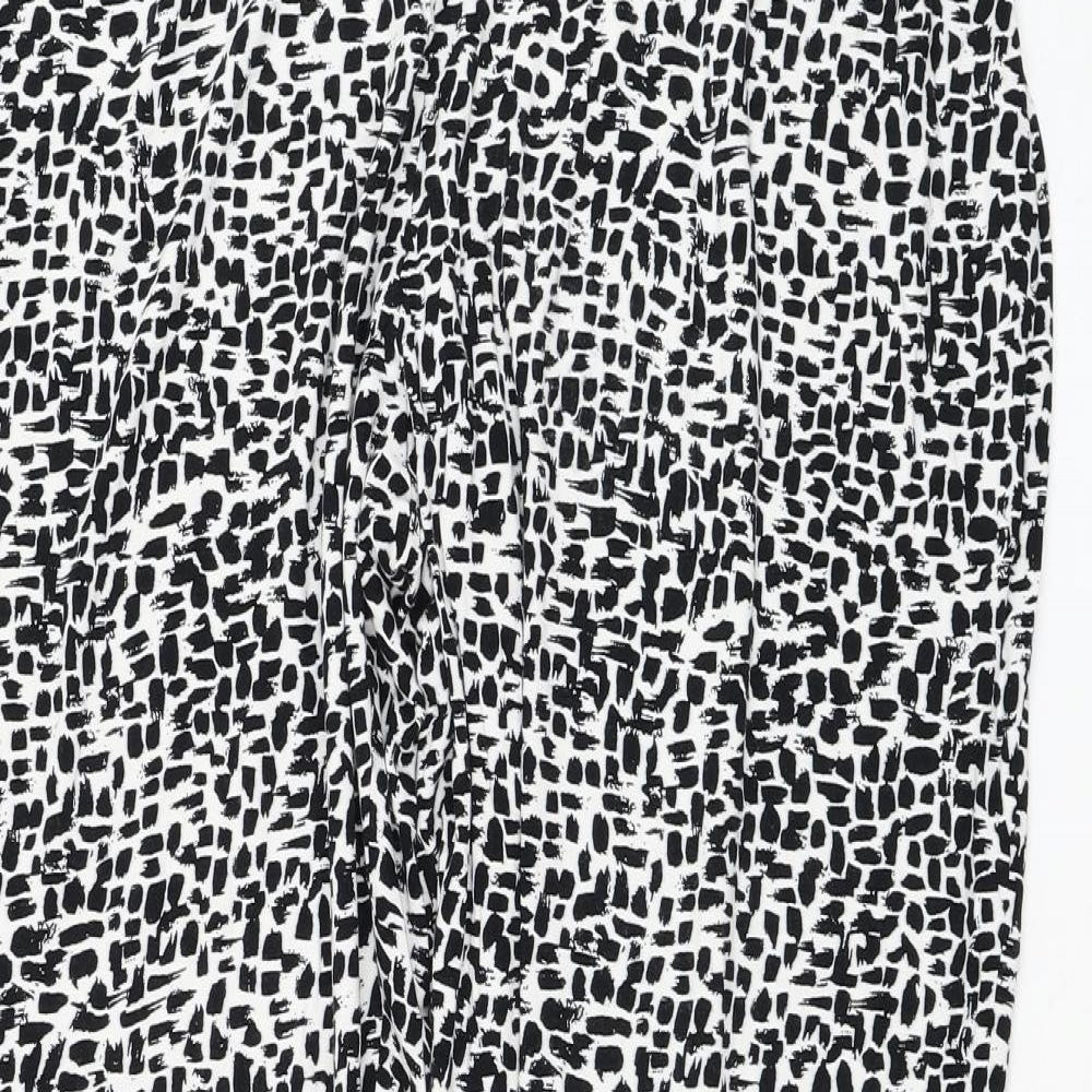 Marks and Spencer Womens White Geometric Polyester Capri Leggings Size 16 L28 in