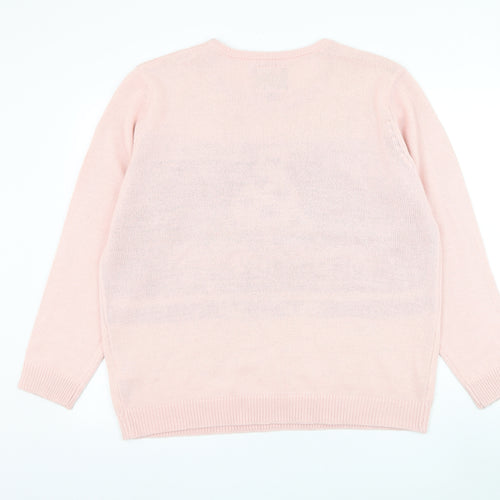 Ridge & Co Womens Pink Round Neck Acrylic Pullover Jumper Size 18 - Merry Gonkmas