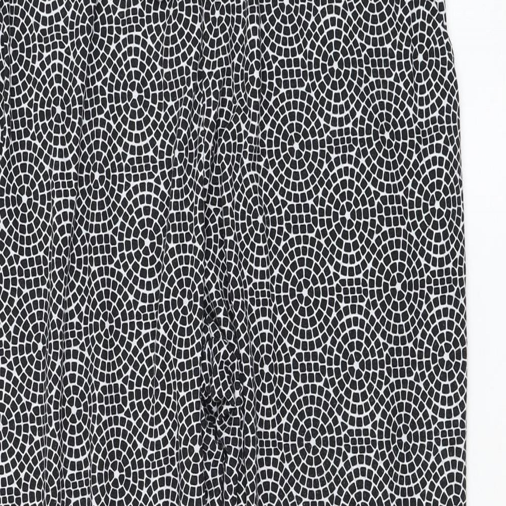 Primark Womens Black Geometric Polyester Jogger Trousers Size 12 L27 in Regular Drawstring