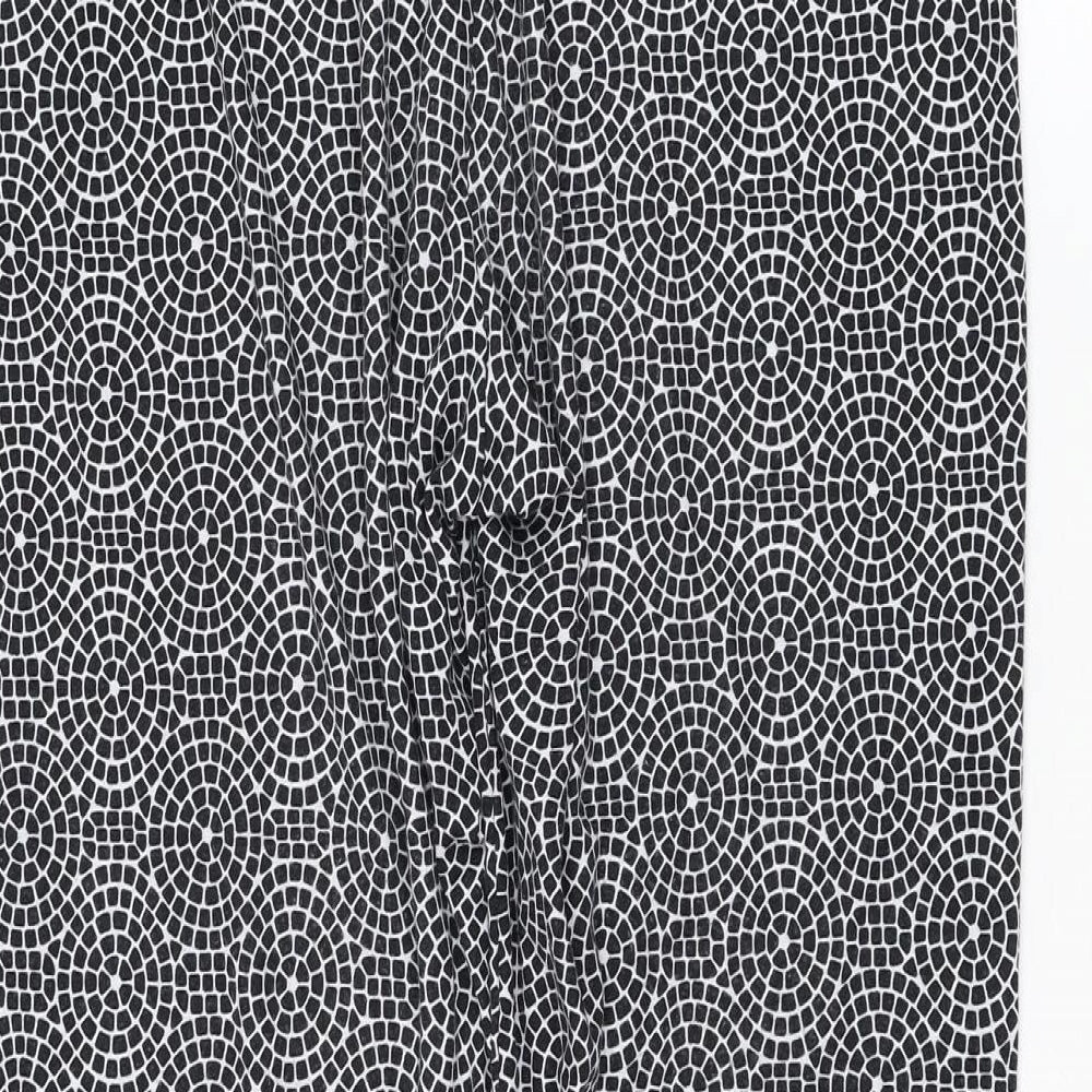 Primark Womens Black Geometric Polyester Jogger Trousers Size 12 L27 in Regular Drawstring
