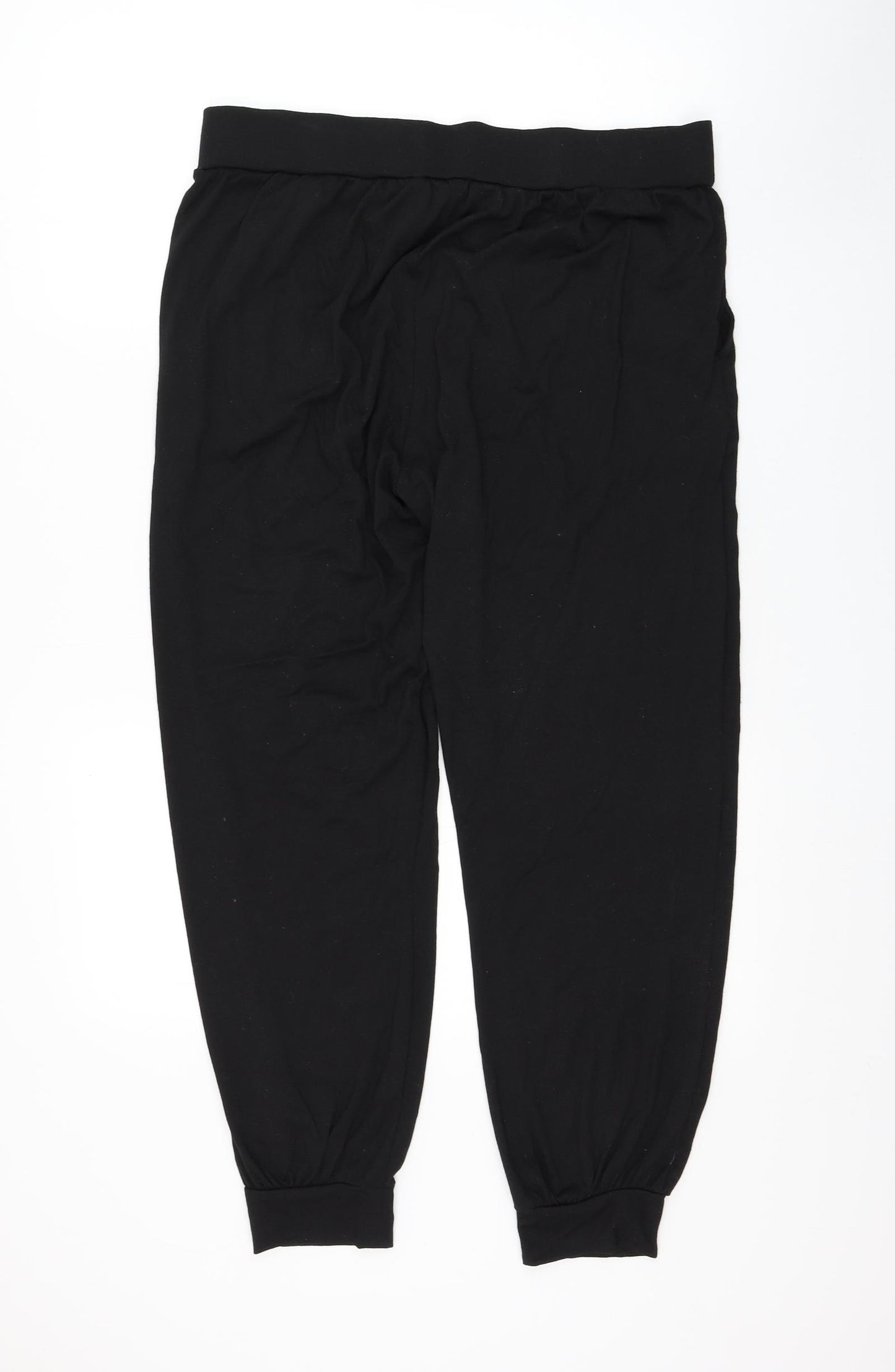 Primark Womens Black Polyester Jogger Trousers Size 12 L26 in Regular Drawstring