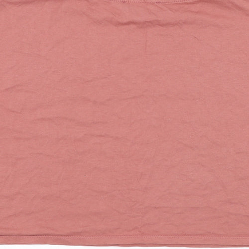 Primark Womens Pink Cotton Cropped T-Shirt Size 6 Round Neck - Be Nice