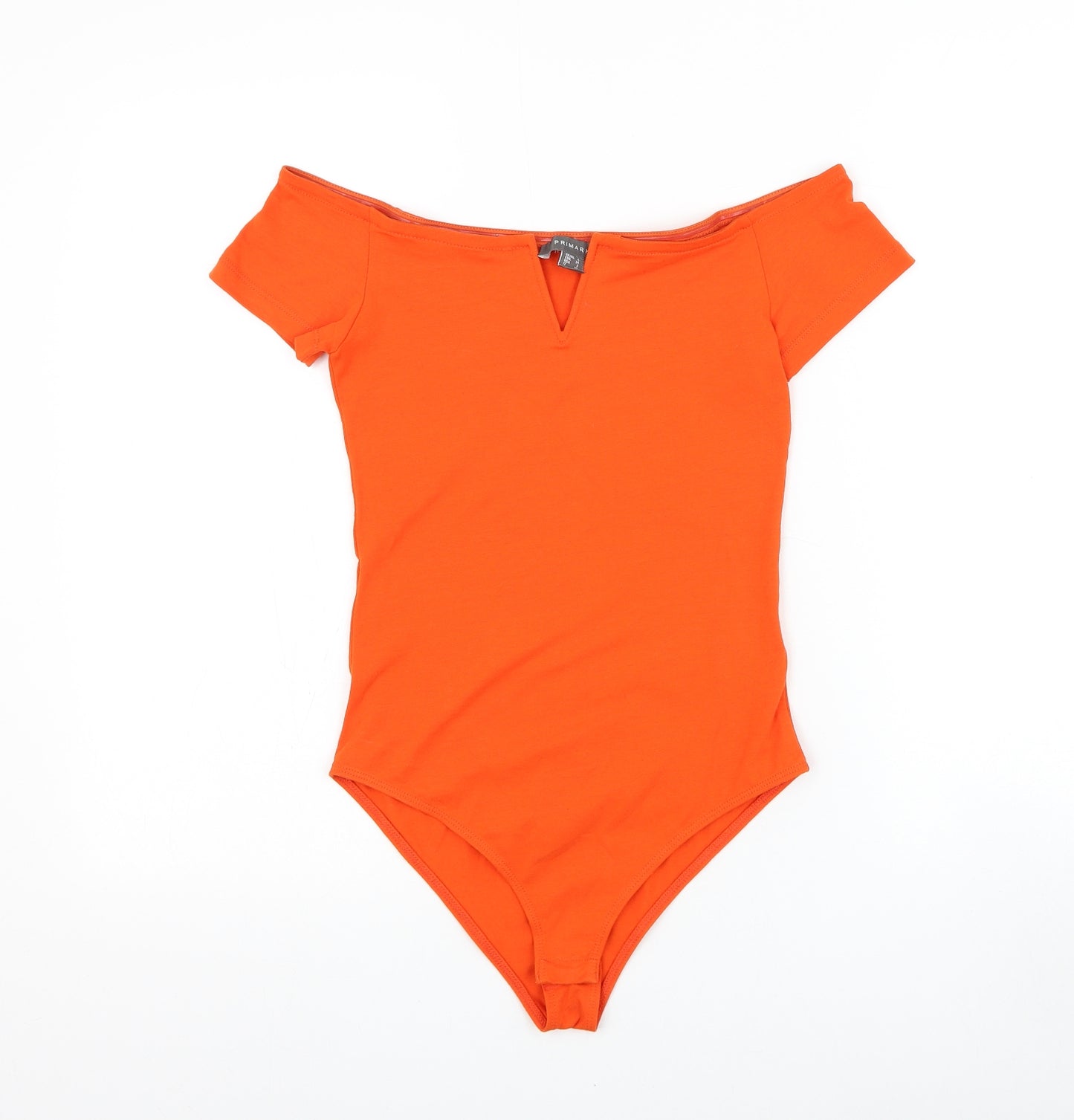 Primark Womens Orange Cotton Bodysuit One-Piece Size 6 Snap