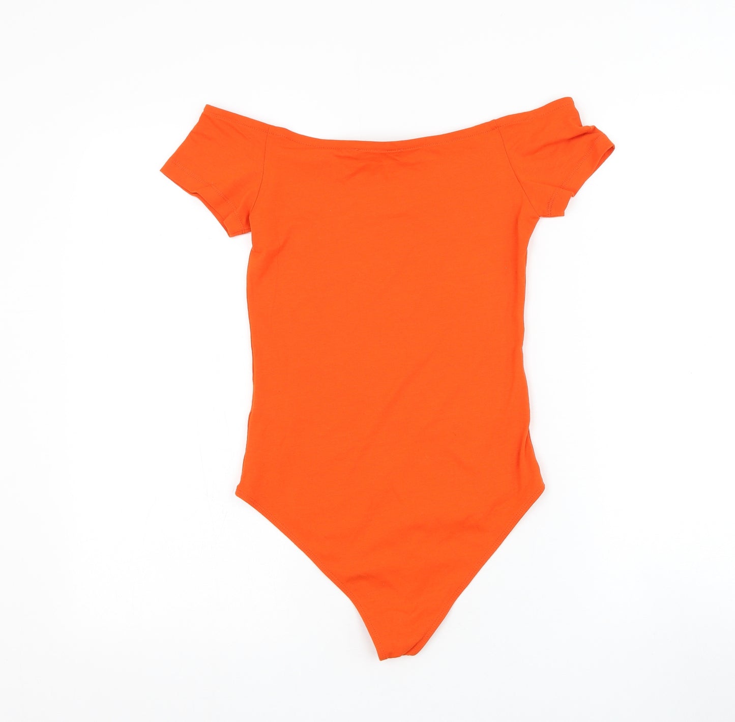 Primark Womens Orange Cotton Bodysuit One-Piece Size 6 Snap