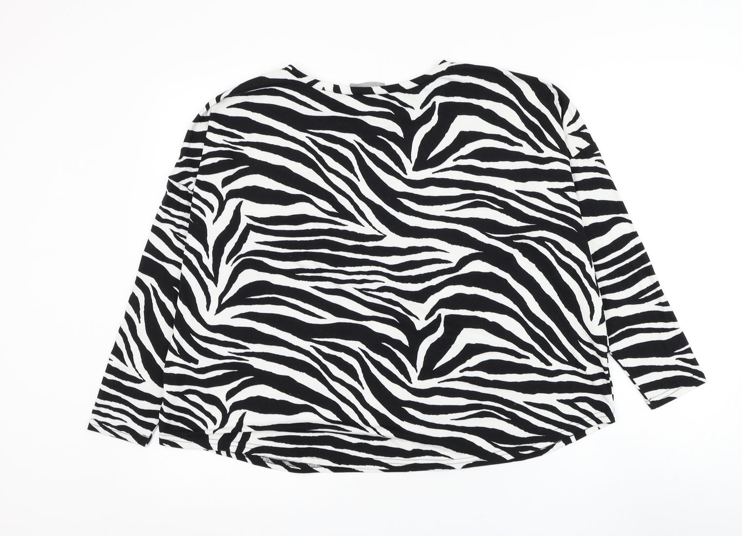 New Look Womens White Round Neck Animal Print Polyester Pullover Jumper Size S - Zebra Print
