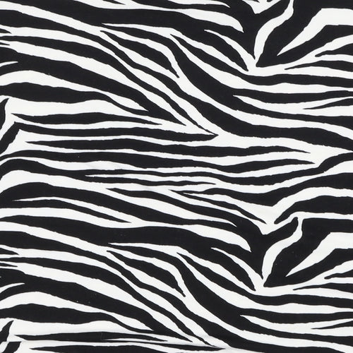New Look Womens White Round Neck Animal Print Polyester Pullover Jumper Size S - Zebra Print